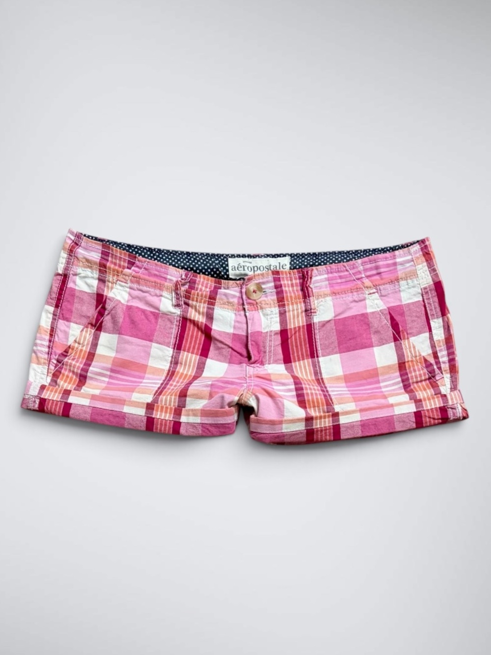 VTG 2000s Aeropostale Pink Plaid Low Rise Micro Mini Shorts